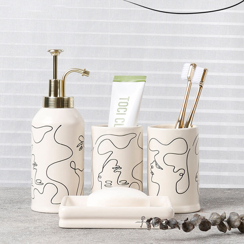 Lighteme Elegant Line Drawing Bathroom Set