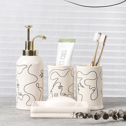 Lighteme Elegant Line Drawing Bathroom Set