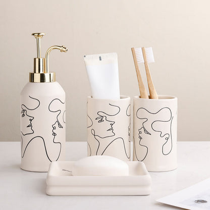 Lighteme Elegant Line Drawing Bathroom Set