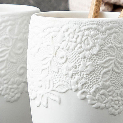 Lighteme Embossed Ceramic Bathroom Set
