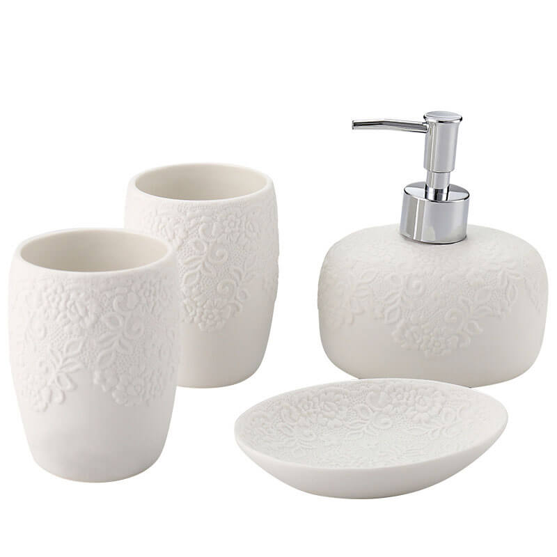 Lighteme Embossed Ceramic Bathroom Set