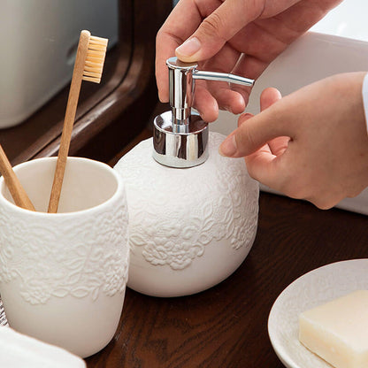 Lighteme Embossed Ceramic Bathroom Set