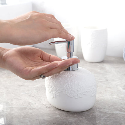 Lighteme Embossed Ceramic Bathroom Set