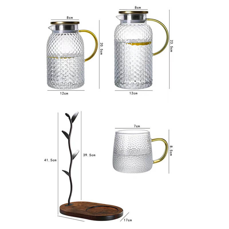Lighteme Embossed Glass kettle Set