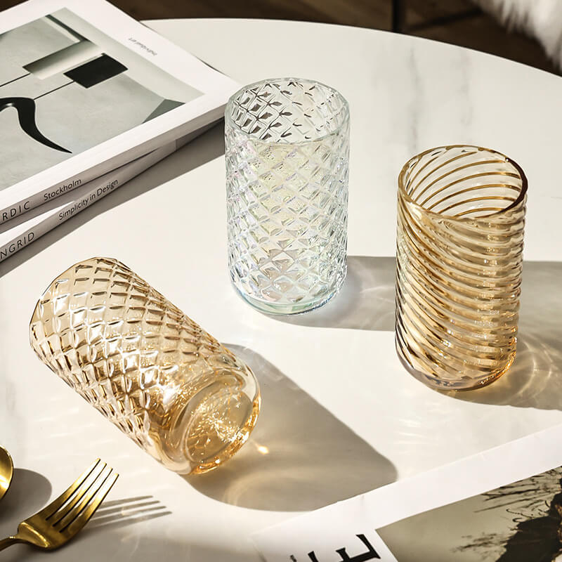 Tasse en verre côtelé gaufré Lighteme