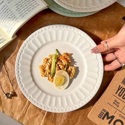 Lighteme Embossed Simple Ceramic Dinner Plate