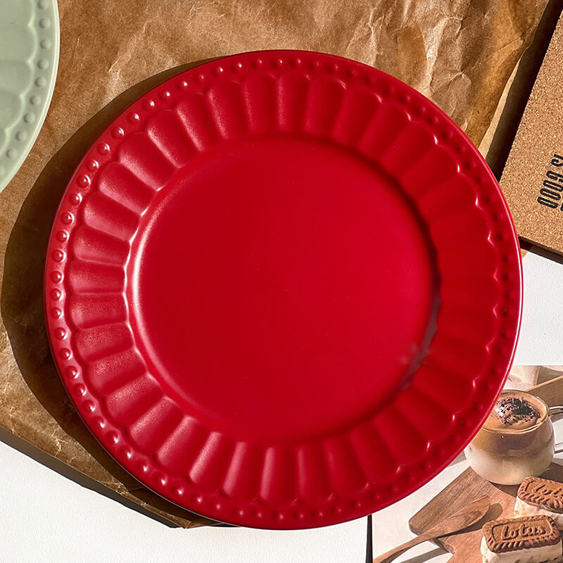 Lighteme Embossed Simple Ceramic Dinner Plate