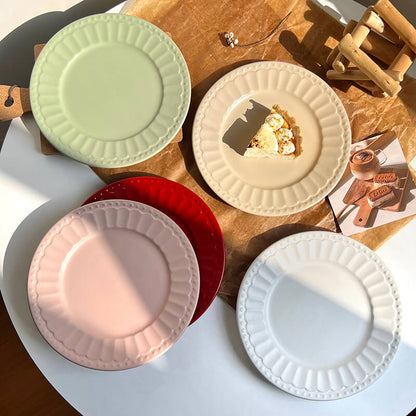 Lighteme Embossed Simple Ceramic Dinner Plate