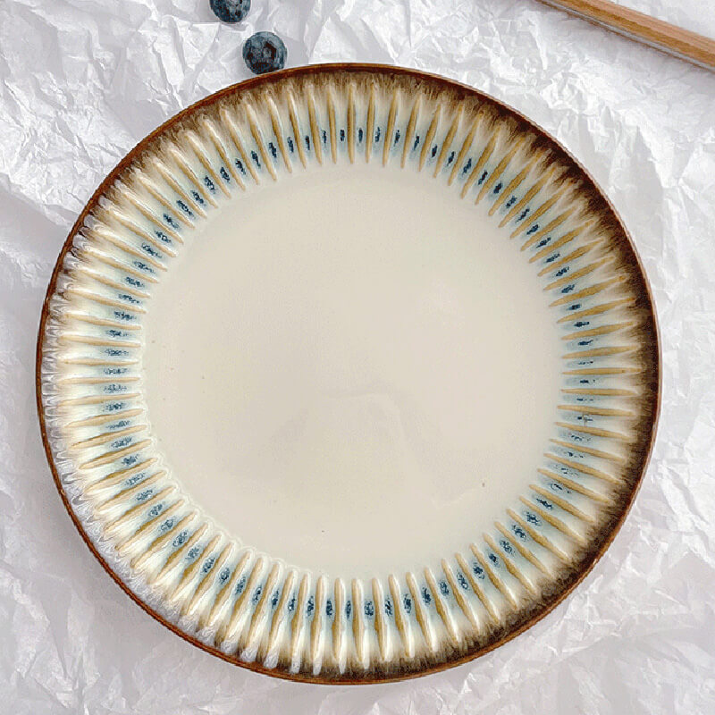 Lighteme Embossed Vertical Grain Ceramic Plate
