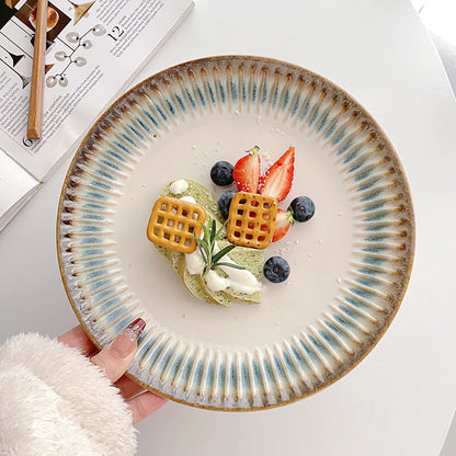 Lighteme Embossed Vertical Grain Ceramic Plate