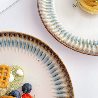 Lighteme Embossed Vertical Grain Ceramic Plate