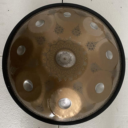 Royal Garden Custom F3 Dorian Scale Handmade 22 Inch 9+2 Notes Stainless Steel / Nitride Steel Mandala pattern Handpan Drum