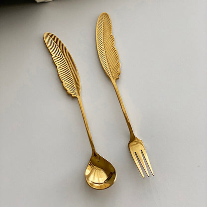 Lighteme Feather Stainless Steel Dessert Spoon & Fork