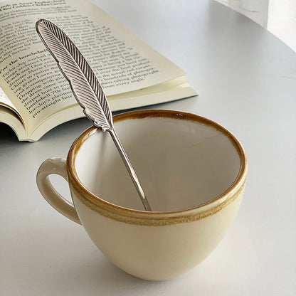 Lighteme Feather Stainless Steel Dessert Spoon & Fork