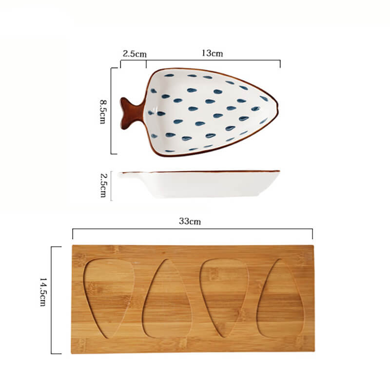 Lighteme Fishtail Ceramic Snack Plate Set