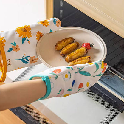 Gants de cuisson anti-brûlure à imprimé floral Lighteme