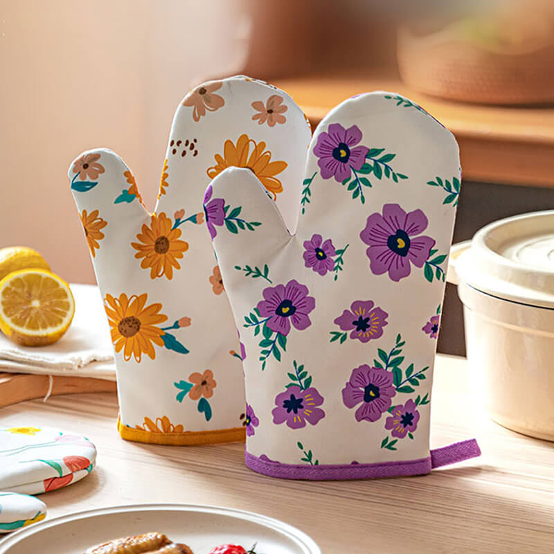Gants de cuisson anti-brûlure à imprimé floral Lighteme