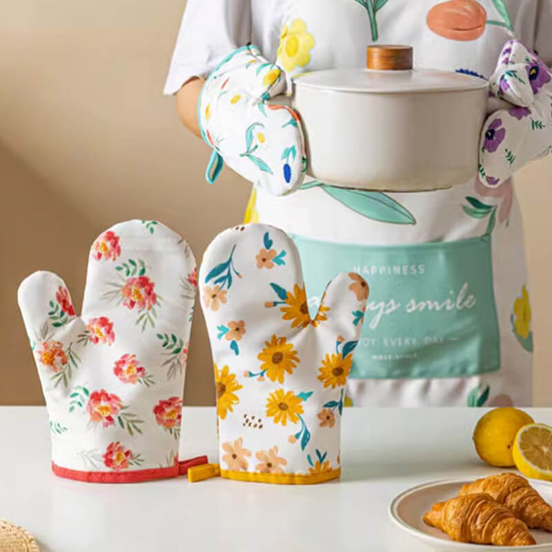 Gants de cuisson anti-brûlure à imprimé floral Lighteme
