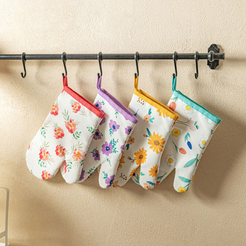 Gants de cuisson anti-brûlure à imprimé floral Lighteme