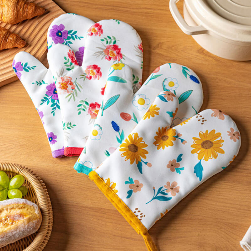 Gants de cuisson anti-brûlure à imprimé floral Lighteme