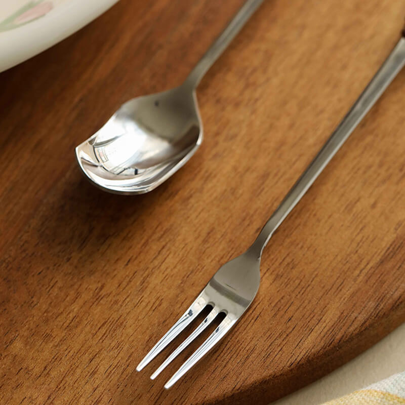 Lighteme Floral Ceramic Handled Dessert Spoon & Fork