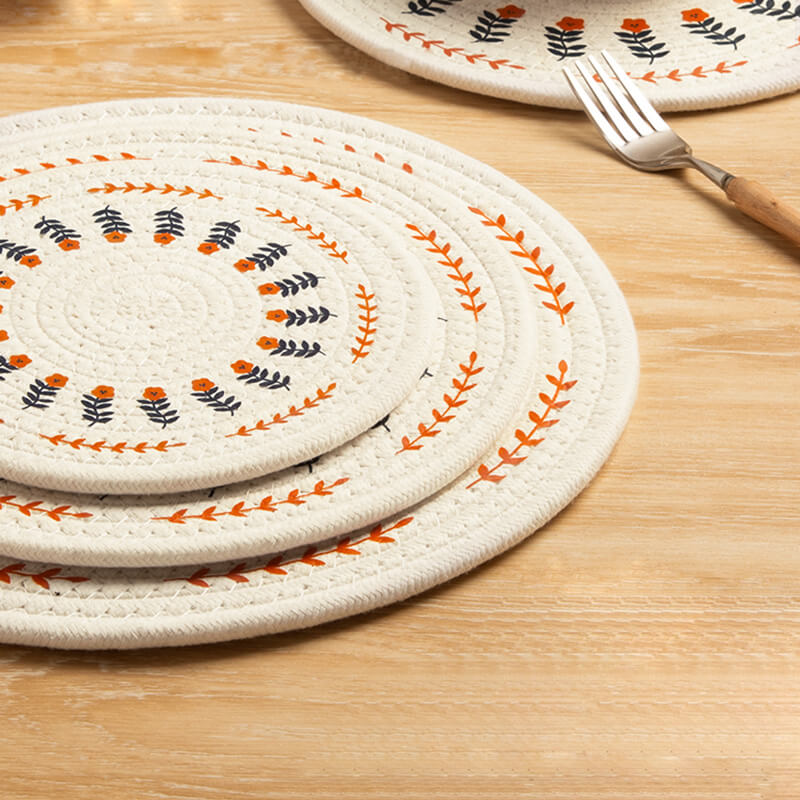 Lighteme Floral Cotton Linen Woven Placemat