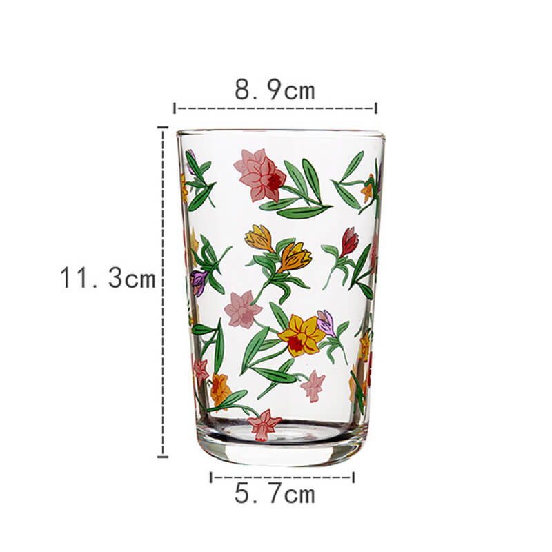 Lighteme Floral Print Glass Cup