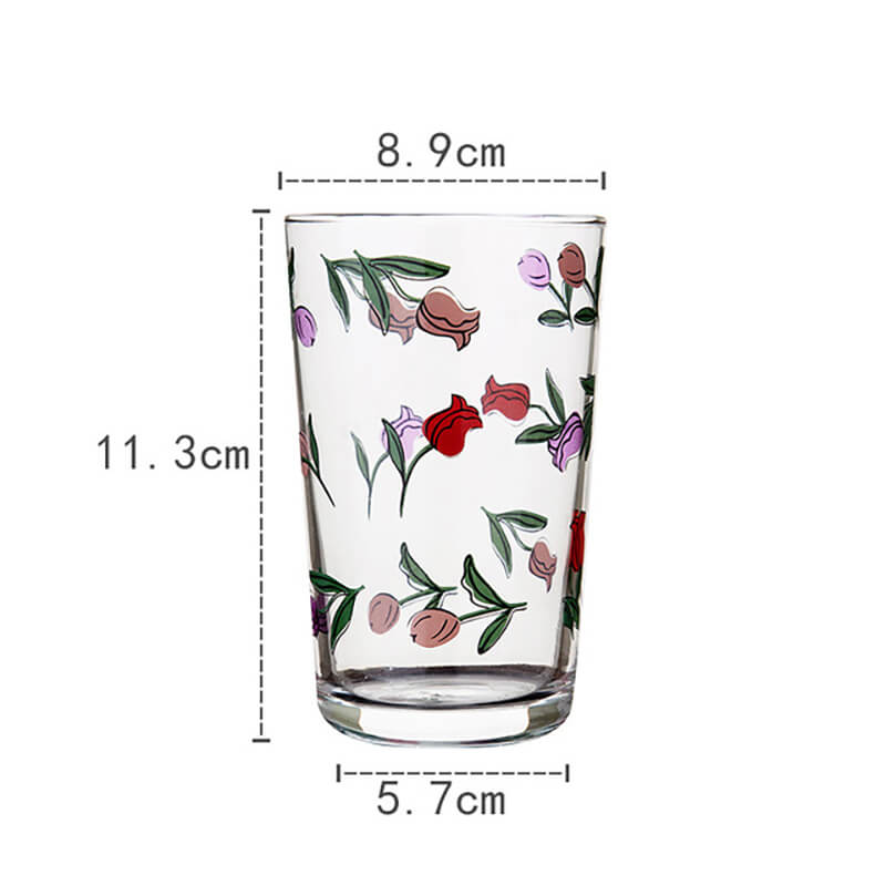 Lighteme Floral Print Glass Cup