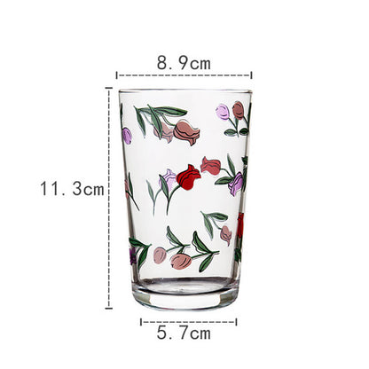 Lighteme Floral Print Glass Cup