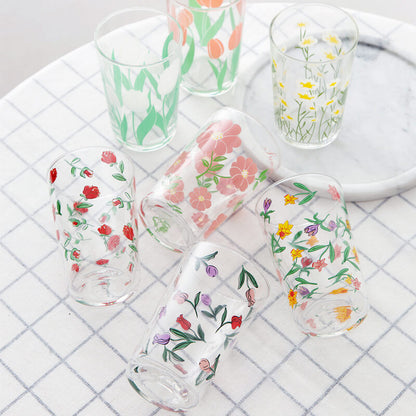 Lighteme Floral Print Glass Cup