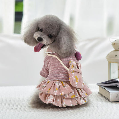 Robe bandoulière Lighteme Floral Dog automne-hiver (3 couleurs et 4 tailles)