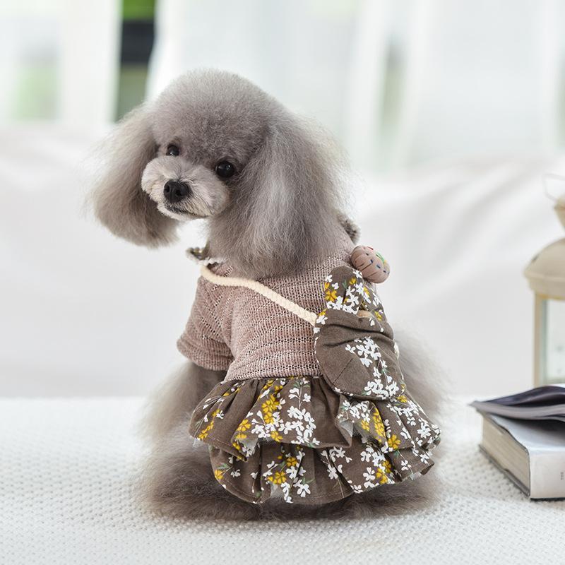 Robe bandoulière Lighteme Floral Dog automne-hiver (3 couleurs et 4 tailles)