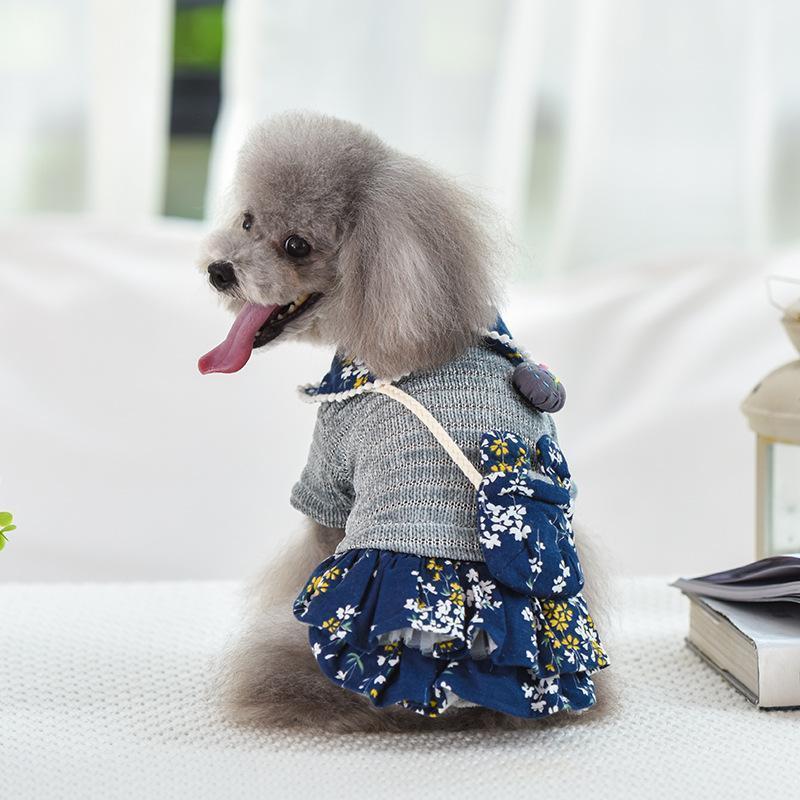 Robe bandoulière Lighteme Floral Dog automne-hiver (3 couleurs et 4 tailles)