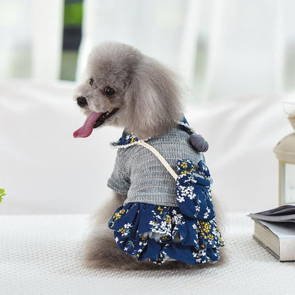Robe bandoulière Lighteme Floral Dog automne-hiver (3 couleurs et 4 tailles)