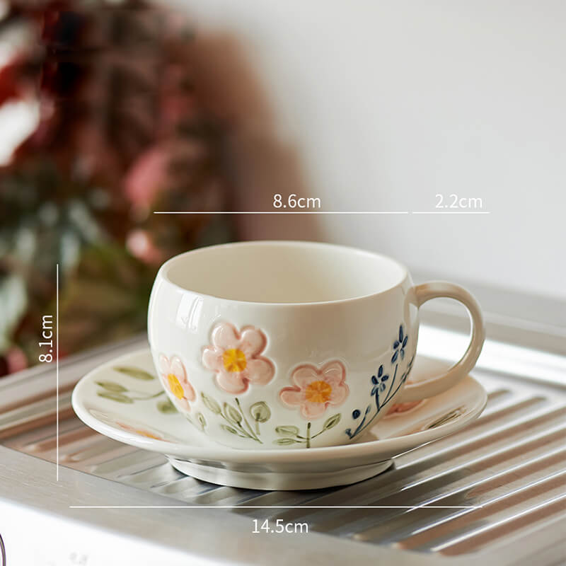 Lighteme Flower Print Ceramic Cup and Saucer