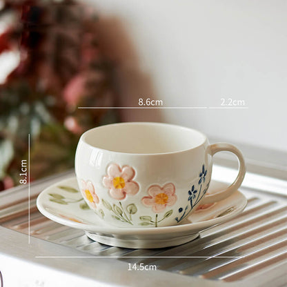 Lighteme Flower Print Ceramic Cup and Saucer