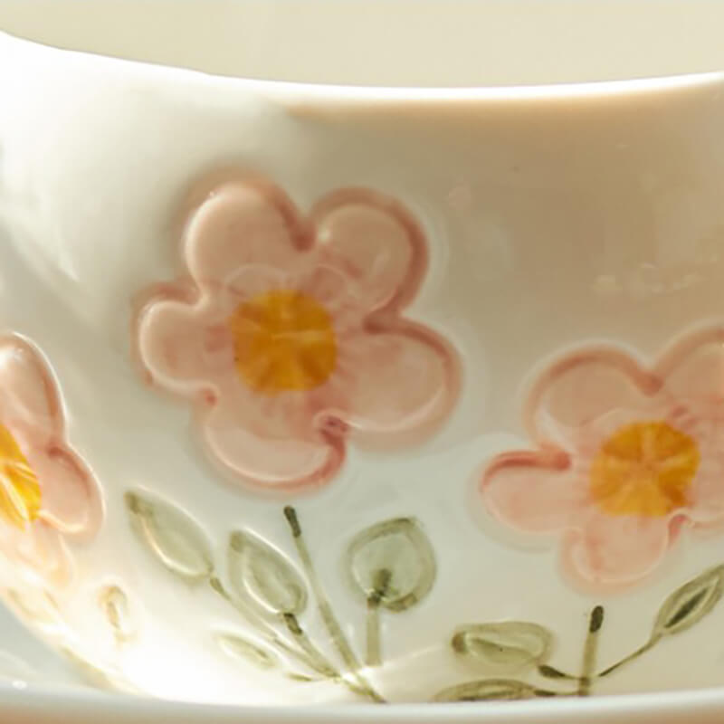 Lighteme Flower Print Ceramic Cup and Saucer