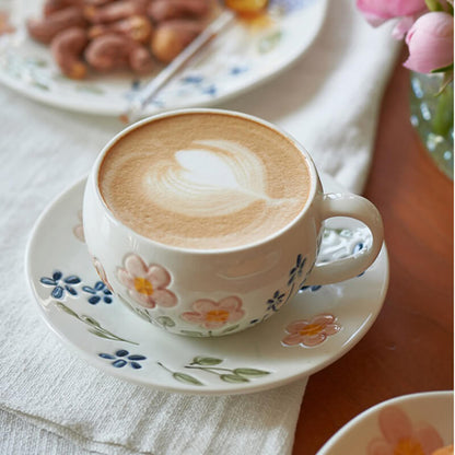 Lighteme Flower Print Ceramic Cup and Saucer