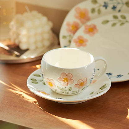 Lighteme Flower Print Ceramic Cup and Saucer