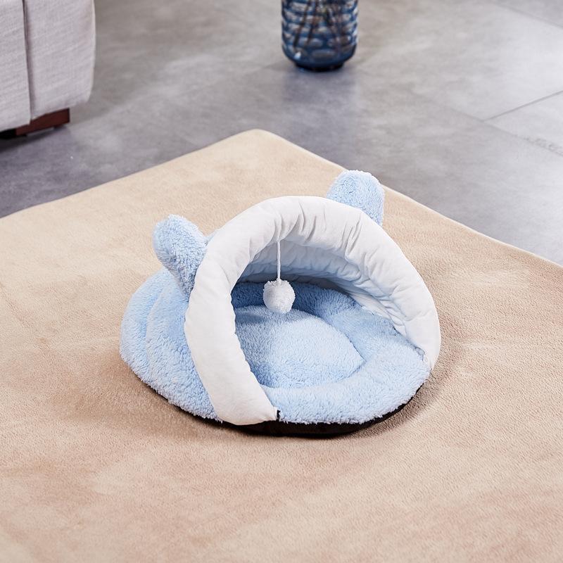 Lighteme Fluffy Pompom Slipper Shape Dog/Cat  Bed (4 colors & 2 sizes)