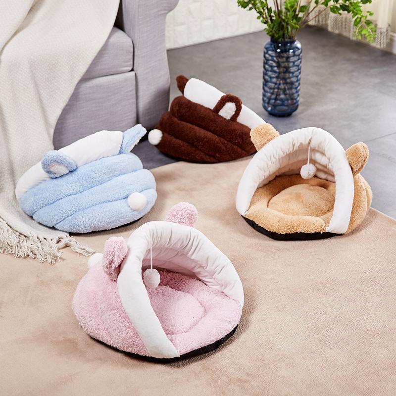 Lighteme Fluffy Pompom Slipper Shape Dog/Cat  Bed (4 colors & 2 sizes)