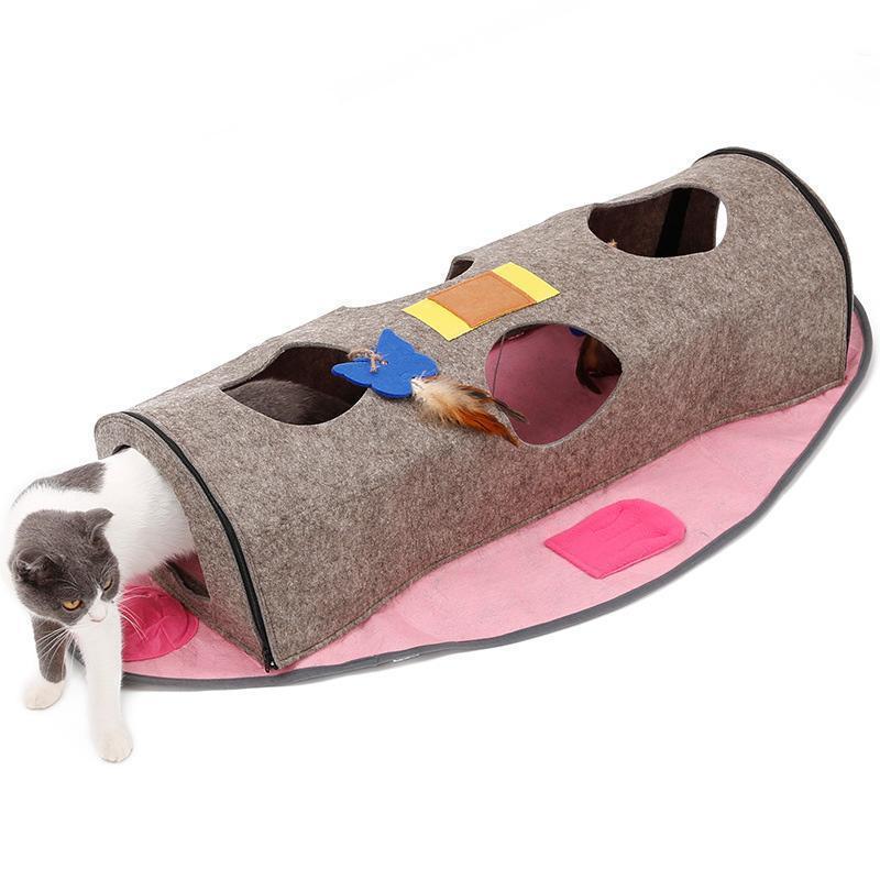 Lighteme Foldable Fish Shape Felt Cloth Cat Tunnel (2 colors)