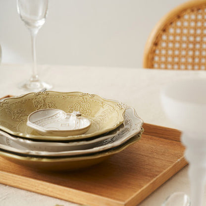 Lighteme French Embossed Ceramic Soup Plate