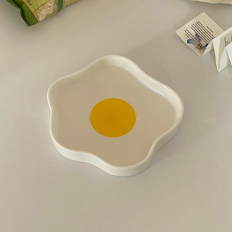 Lighteme Fried Egg Shaped Ceramic Plate