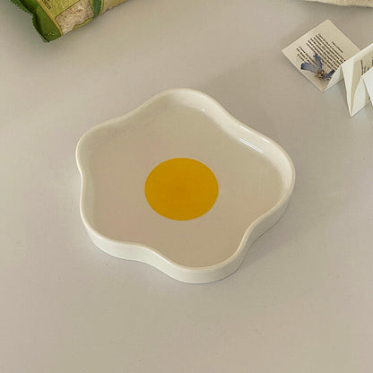 Lighteme Fried Egg Shaped Ceramic Plate