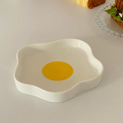 Lighteme Fried Egg Shaped Ceramic Plate