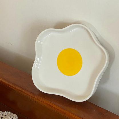Lighteme Fried Egg Shaped Ceramic Plate
