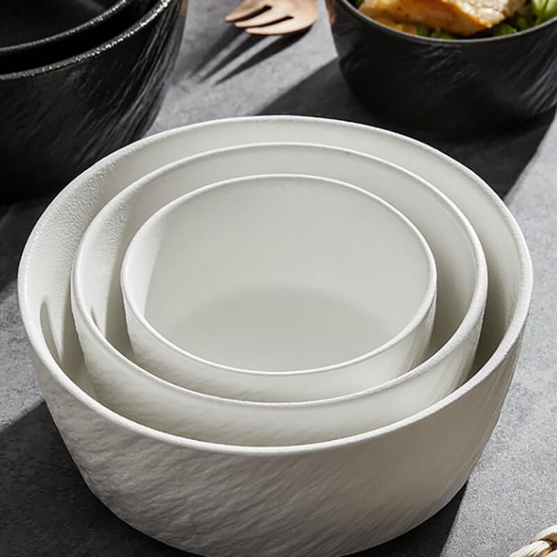 Lighteme Frosted Stone Texture Straight Edge Ceramic Bowl