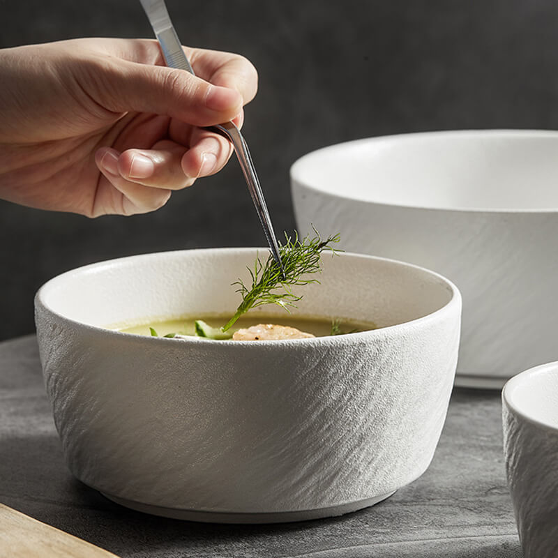Lighteme Frosted Stone Texture Straight Edge Ceramic Bowl