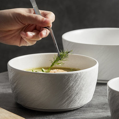 Lighteme Frosted Stone Texture Straight Edge Ceramic Bowl
